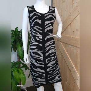 SIONI size M women's black and light grey‎  bodycon style knit dress